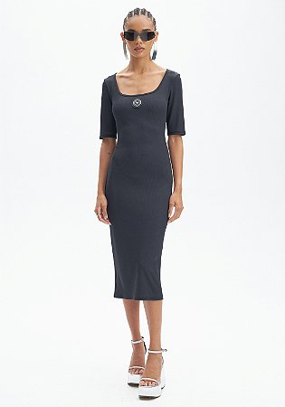 VESTIDO MANGA CURTA MIDI PRETO LP EASY 502VE008053
