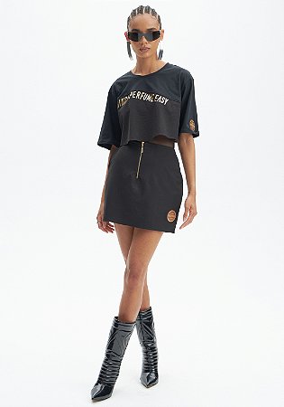 SAIA CURTA COM ZIPER FRONTAL PRETA LP EASY 502SA002040