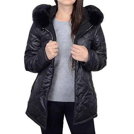 PARKA FEMININA FACINELLI DUPLA FACE PRETO 690108