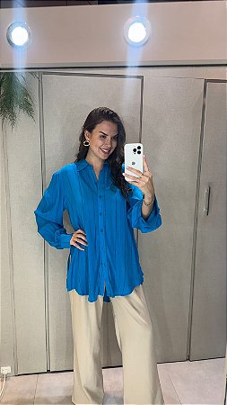 CAMISA BUFANTE BRILHO AZUL FARM 315774