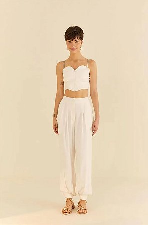 CALÇA CENOURA PREGAS OFF WHITE FARM 320768