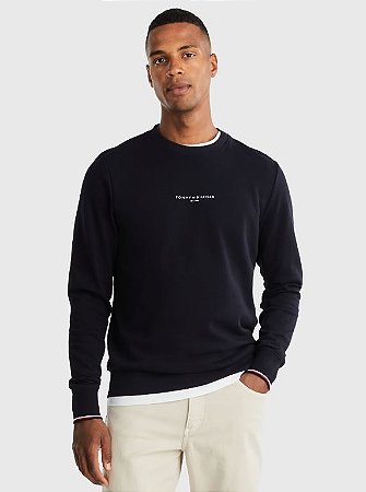 WCC TOMMY LOGO TIPPED CREWNECK AZUL MARINHO THMW0MW33640
