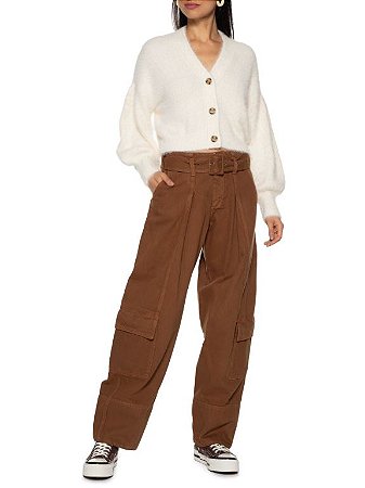CARDIGAN FEMININO CURTO PELINHO OFF WHITE FARM 323141