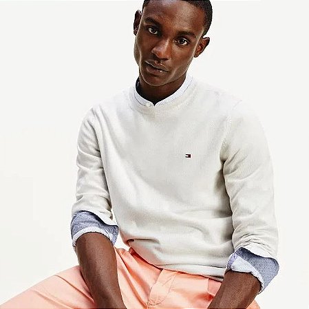 WCC SIGNATURE CREW NECK BRANCO SUETER TOMMY HILFIGER THMW0MW14748