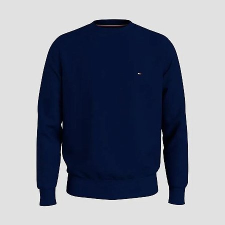 FLAG LOGO SWEATSHIRT AZUL MARINHO MOLETOM GOLA C TOMMY HILFIGER