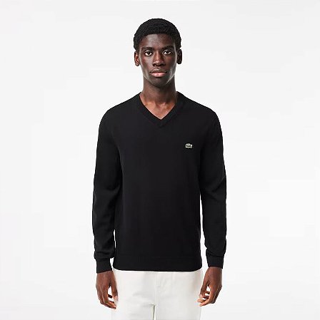 SWEATER SUÉTER MASCULINO V PRETO LACOSTE 36659264