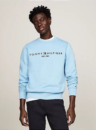 MOLETOM LOGO CLÁSSICO TOMMY LOGO SWEATSHIRT AZUL CLARO