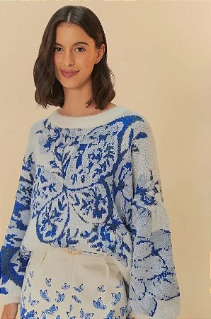 PULL TRICOT JACQUARD BORBOLETA ESTAMPADO FARM 337766
