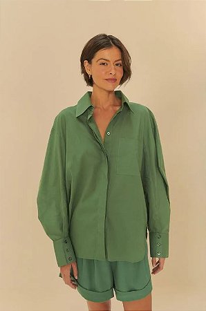 CAMISA BASICA ALOGODAO MARROM VERDE 337671