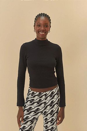 BLUSA RIBANA MANGA LONGA PRETA FARM 338880