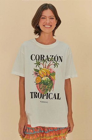 T-SHIRT MEDIA CORAZON TROPICAL OFF WHITE FARM 339962