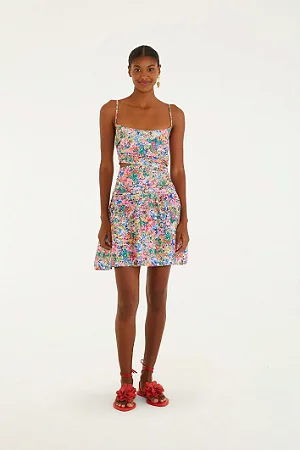 Vestido Curto Estampado Camponesa