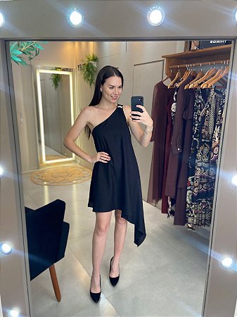 Vestido Curto Assimétrico Com Linho MYFT 502VE011697