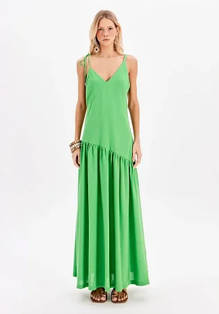Vestido Super Midi De Alça Com Linho MYFT
