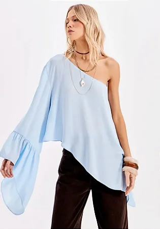 Blusa Ombro Único Assimétrica Alongada MYFT