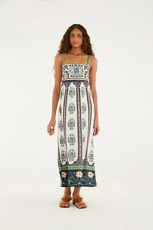 Vestido Cropped Sem Manga Estampado Manoela FARM 345457