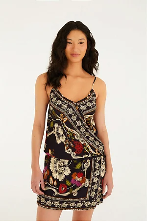 Vestido Curto Estampado Flor De Fita FARM 349482