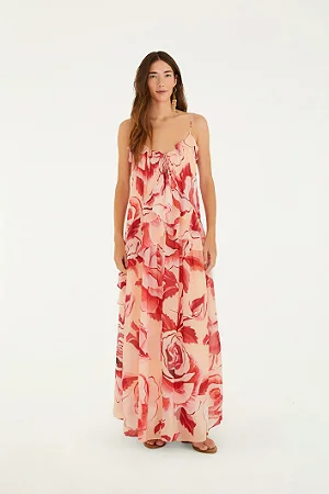 Vestido Longo Estampado Rosas Pintadas FARM 346423