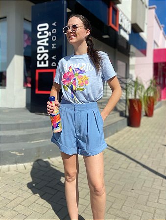 T-Shirt Fit Flores Passarinho Farm Rio 352982