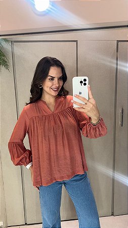 Bata Fluida com Manga Bufante Claudia Rabelo 351-22074