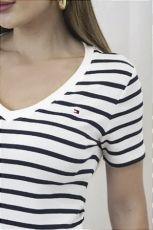 CAMISETA NEW SLIM CODY V-NECK OFF PRETO TOMMY HILFIGER THWW0WW40584
