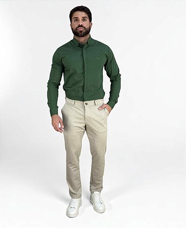 CALCA GUILHERME SOUL SLIM MALHA PIQUET AREIA 101841484