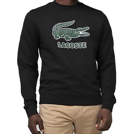 MOLETOM MASCULINO PRETO LACOSTE SH1366-23