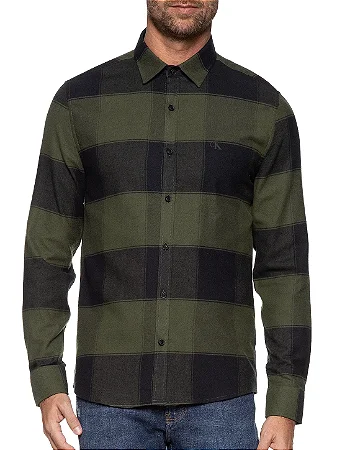 CAMISA ML CALVIN KLEIN FLANNEL VERDE MILITAR CM4OC03CS824