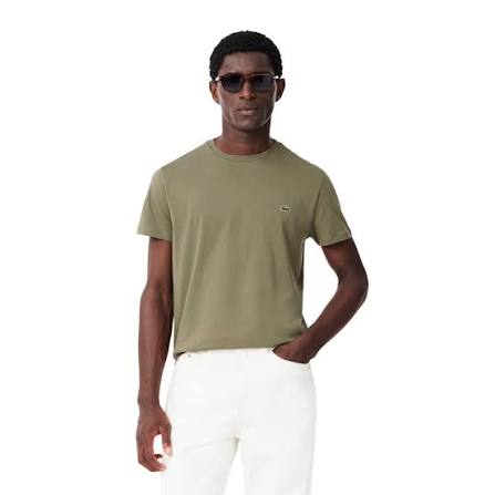 T-SHIRT MASCULINO VERDE MILITAR ALGODÃO PIMA LACOSTE TH6709 23 BMY