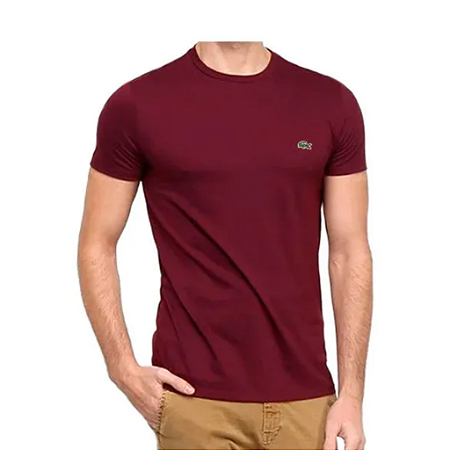 T-SHIRT MASCULINO BORDO ALGODÃO PIMA LACOSTE TH709 23 476