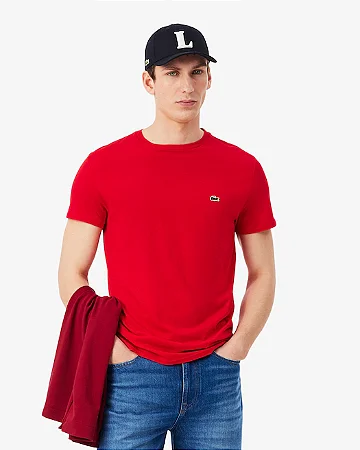 T-SHIRT MASCULINO VERMELHO ALGODÃO PIMA LACOSTE TH6709 23 240
