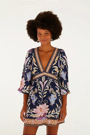 VESTIDO CURTO LEVEZA ROMANTICA ESTAMPADA FARM 373941