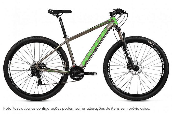 Bicicleta MTB Kode Izon - Shimano Tourney 24v - Prata e Verde