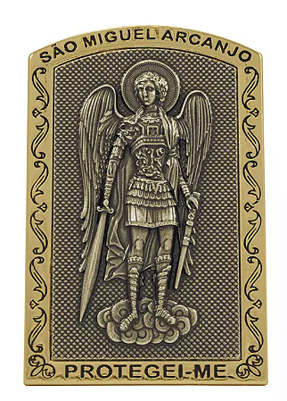 Quadro São Miguel Arcanjo Dourado 10cm