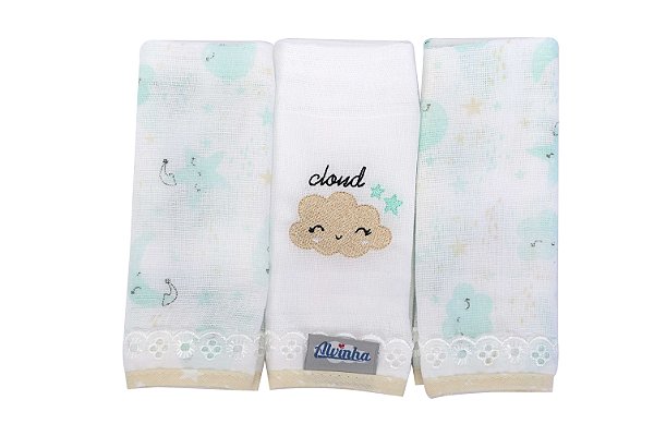 Kit com 3  unidades babetes alvinha- Minasrey ref 3636