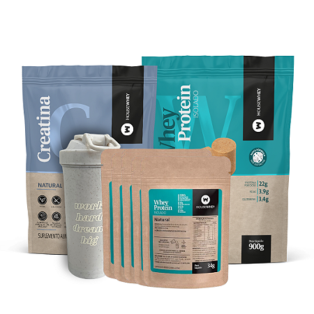 KIT FITNESS - WHEY PROTEIN ISOLADO PAÇOCA + CAIXA MIX SACHÊS WHEY PROTEIN ISOLADO + CREATINA + SQUEEZE + FRETE GRÁTIS!