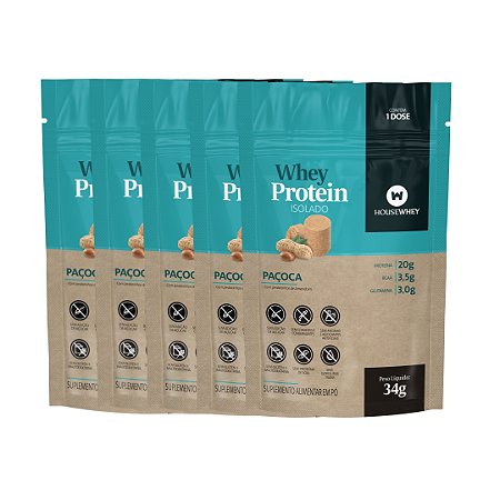 SACHÊ WHEY PROTEIN ISOLADO PAÇOCA - 34g kit com 5 unidades