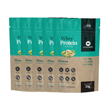 SACHÊ WHEY PROTEIN ISOLADO - PISTACHE - 34g kit com 5 unidades