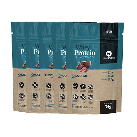 SACHÊ WHEY PROTEIN CONCENTRADO CHOCOLATE - 34g kit com 5 unidades