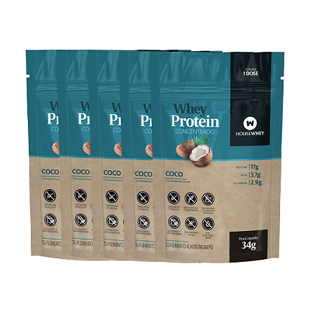 SACHÊ WHEY PROTEIN CONCENTRADO COCO - 34g kit com 5 unidades