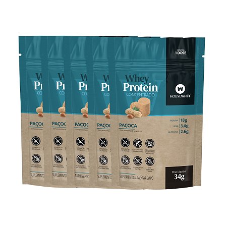 SACHÊ WHEY PROTEIN CONCENTRADO PAÇOCA - 34g kit com 5 unidades