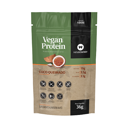 VEGAN PROTEIN COCO QUEIMADO - caixa com 15 sachês de 36g