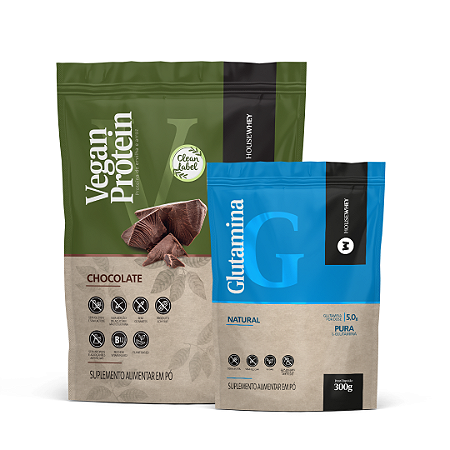 COMBO CLASSIC VEGAN –  GLUTAMINA  + VEGAN PROTEIN CHOCOLATE 450g