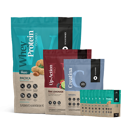 KIT BEST SELLERS - UP ACTION, CREATINA, WPI PAÇOCA, KIT DEGUSTE WPI 9 SABORES