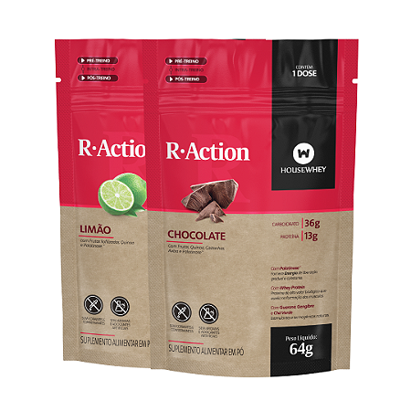 R-ACTION - CHOCOLATE E LIMÃO - caixa mista com 12 sachês de 64g