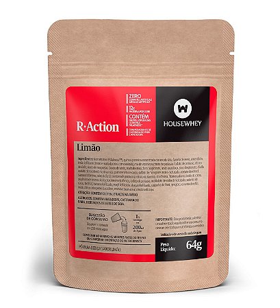 R-ACTION - LIMÃO - caixa com 12 sachês de 64g