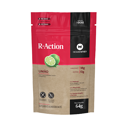 R-ACTION - LIMÃO - caixa com 12 sachês de 64g