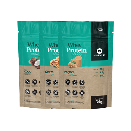 WHEY PROTEIN ISOLADO - LINHA KETO -  caixa mista com 15 sachês de 34g