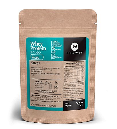 WHEY PROTEIN ISOLADO - NOZES - caixa com 15 sachês de 34g