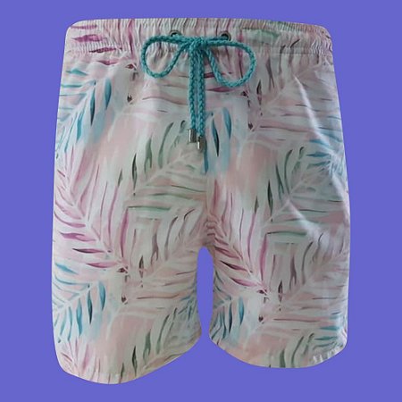 Short Água Harman Rosa Folhas